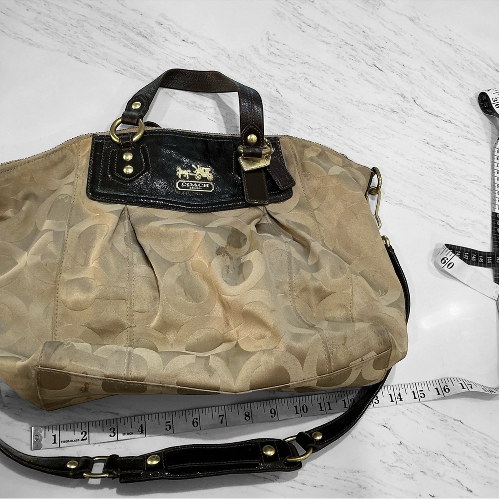 Coach Beige and Dark Brown Satchel